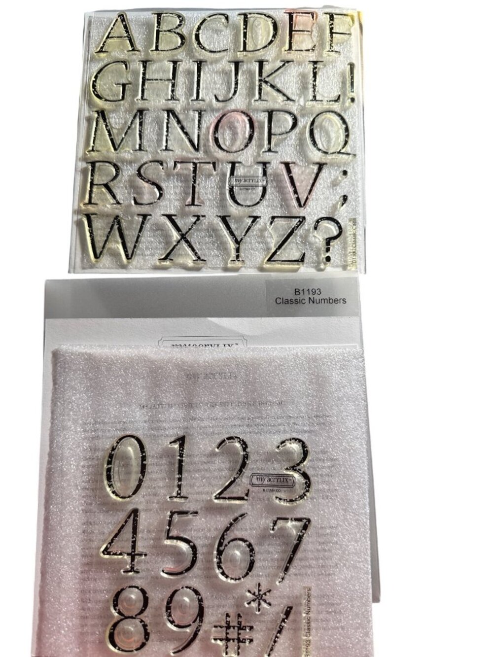 CTMH Classic Caps and Classic Numbers Cling Mount Stamps  D1100,  B1193